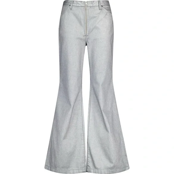 Wrangler x Fender Silver Metallic Wanderer Flare Jeans NWT 29 Rockstar Core - Picture 2 of 13